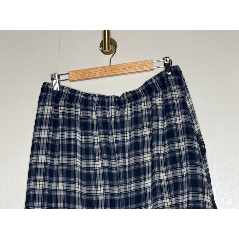 Plaid Lace Asymmetrical Maxi Skirt Y2K Grunge Fairycore Large Wild Fable - Picture 7 of 9